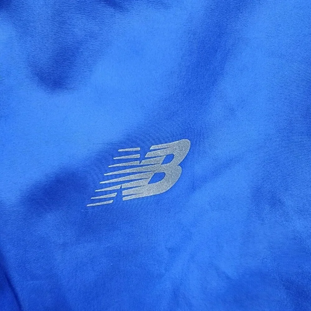 Mens New Balance Blue Full Zip Windbreaker Jacket Long Sleeve Polyester Size L